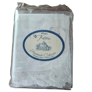 Keeco Handmade Collection European Sham White 100% Cotton‎ Lace Embroidery NEW
